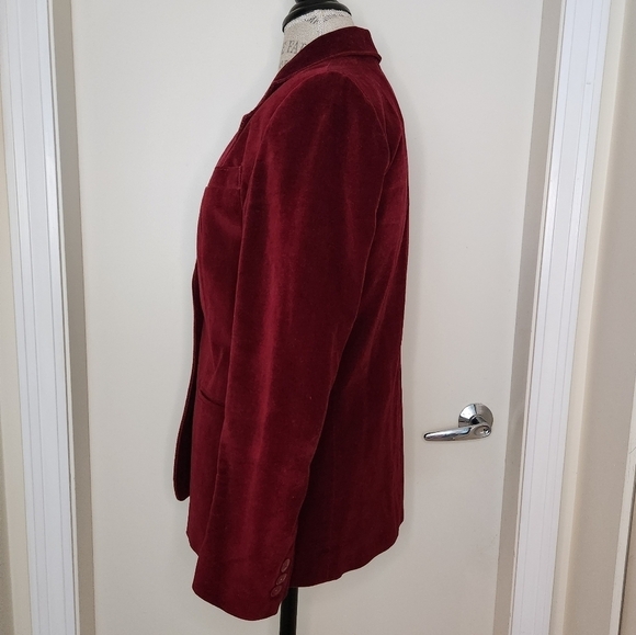 80s Burgundy Velvet Blazer Jacket - Picture 2 of 13
